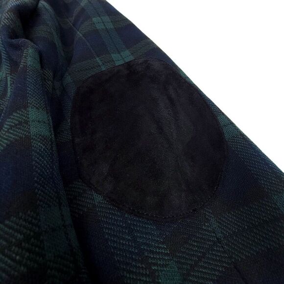 NEW Zara Tartan Plaid 2 Button Blazer Jacket with Elbow Patch Mens Small Green - Picture 9 of 12